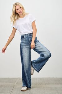 Saige High Rise Release Hem Wide Leg Jeans with Side Contrast-SAIGE DENIM-Reef Love