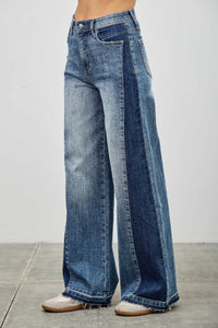 Saige High Rise Release Hem Wide Leg Jeans with Side Contrast-SAIGE DENIM-Reef Love
