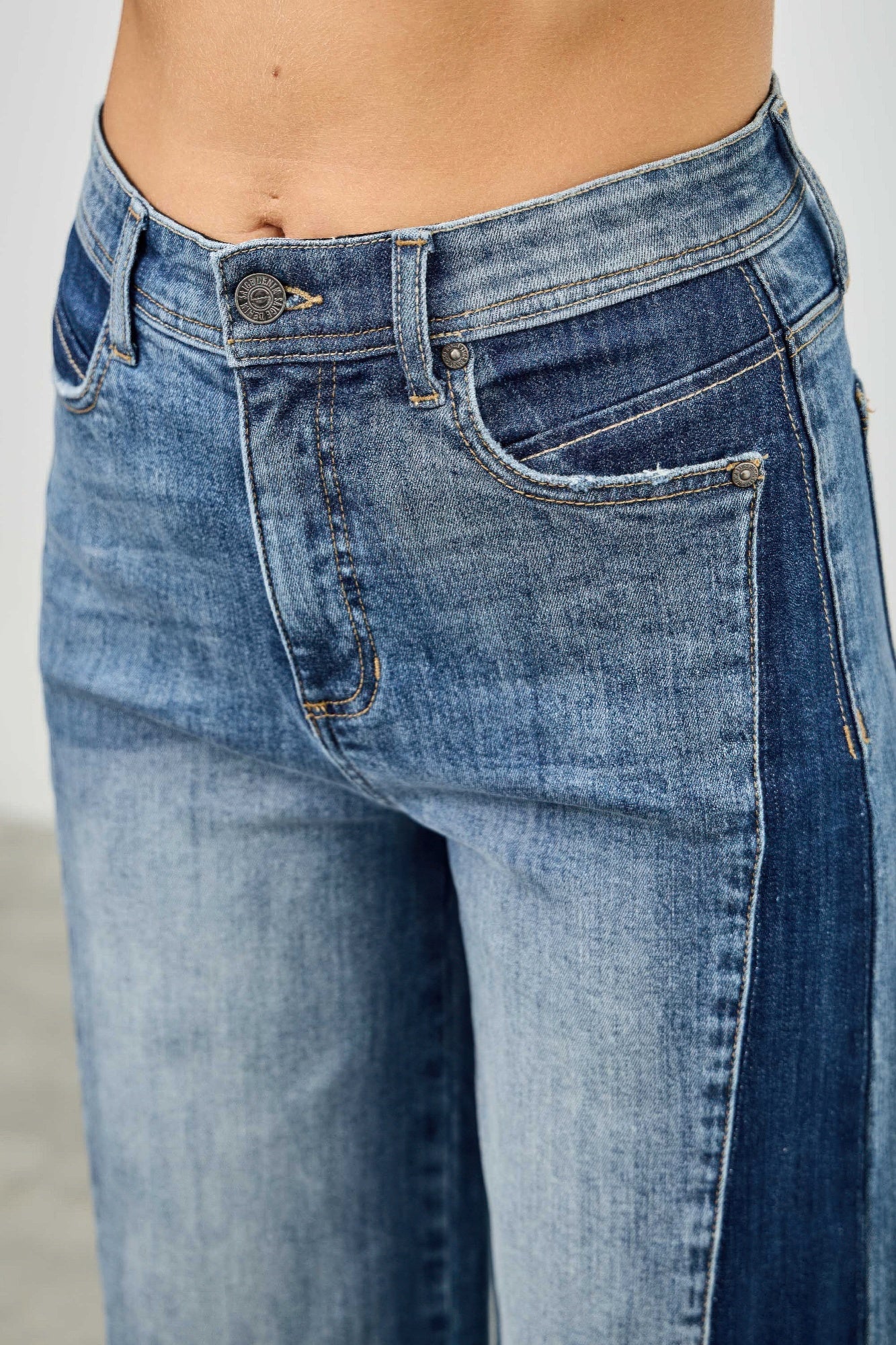 Saige High Rise Release Hem Wide Leg Jeans with Side Contrast-SAIGE DENIM-Reef Love