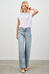 Saige Mid Rise Straight With Piping Detail Jeans, Light Wash-SAIGE DENIM-Reef Love