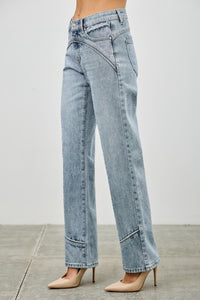 Saige Mid Rise Straight With Piping Detail Jeans, Light Wash-SAIGE DENIM-Reef Love