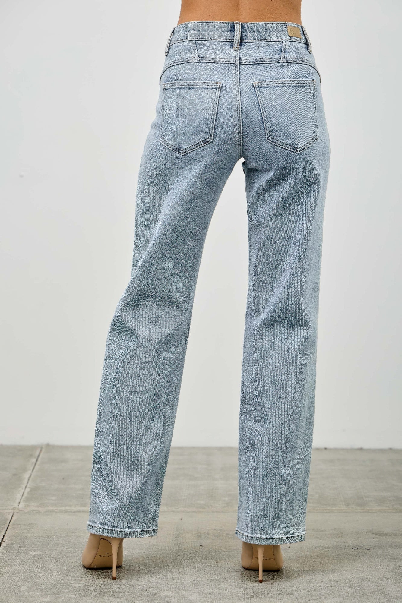 Saige Mid Rise Straight With Piping Detail Jeans, Light Wash-SAIGE DENIM-Reef Love