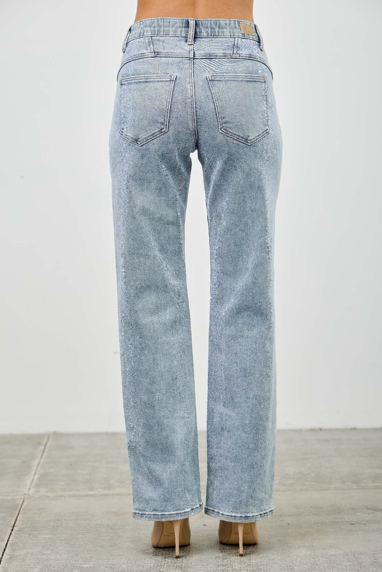 Saige Mid Rise Straight With Piping Detail Jeans, Light Wash-SAIGE DENIM-Reef Love