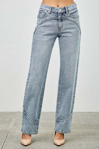 Saige Mid Rise Straight With Piping Detail Jeans, Light Wash-SAIGE DENIM-Reef Love