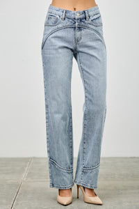 Saige Mid Rise Straight With Piping Detail Jeans, Light Wash-SAIGE DENIM-Reef Love