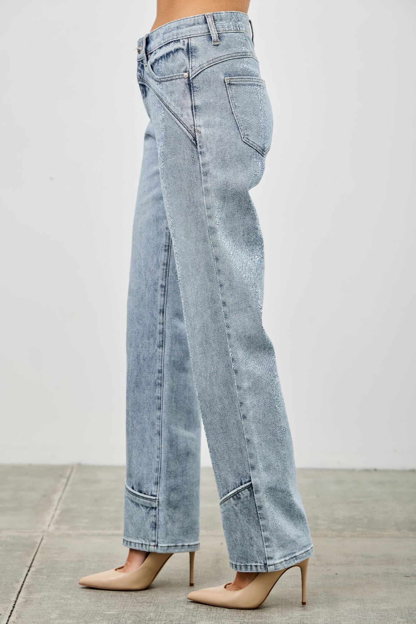 Saige Mid Rise Straight With Piping Detail Jeans, Light Wash-SAIGE DENIM-Reef Love