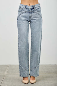 Saige Mid Rise Straight With Piping Detail Jeans, Light Wash-SAIGE DENIM-Reef Love