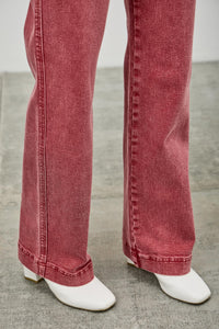 Saige Ruby Red High Rise Slim Wide Straight Leg Jeans-SAIGE DENIM-Reef Love