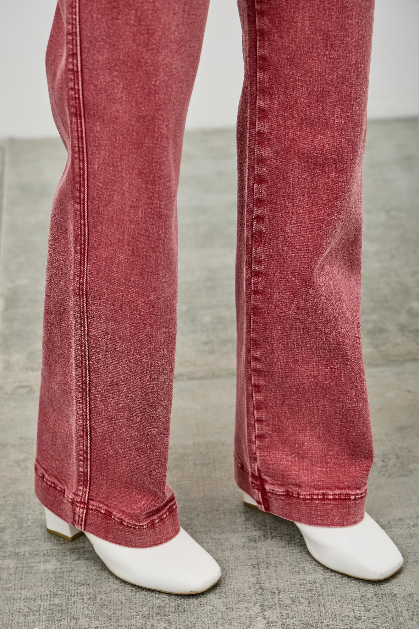 Saige Ruby Red High Rise Slim Wide Straight Leg Jeans-SAIGE DENIM-Reef Love