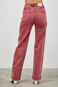 Saige Ruby Red High Rise Slim Wide Straight Leg Jeans-SAIGE DENIM-Reef Love