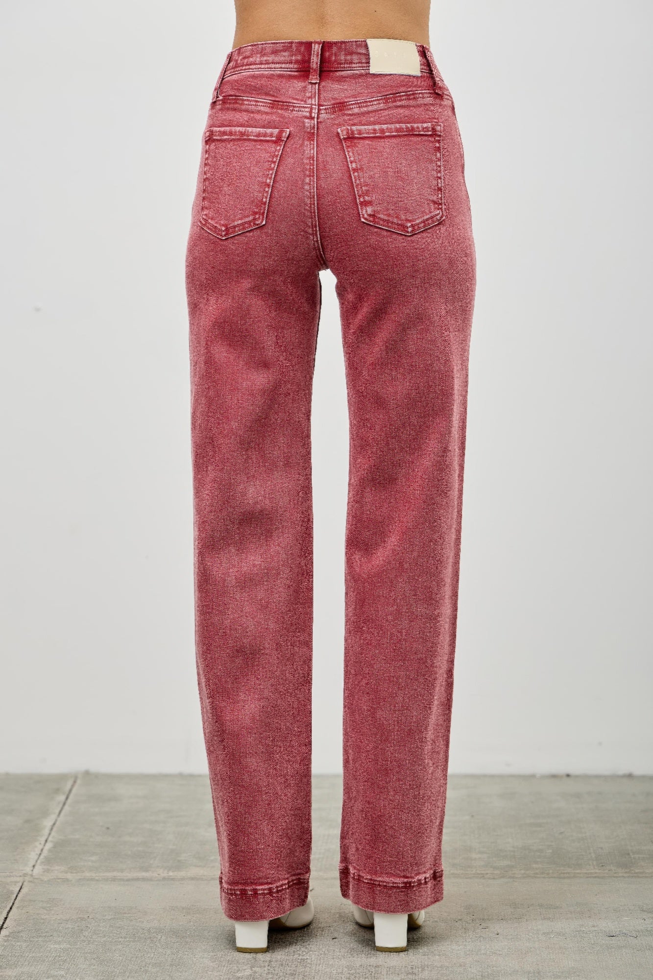 Saige Ruby Red High Rise Slim Wide Straight Leg Jeans-SAIGE DENIM-Reef Love