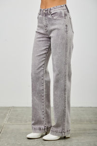 Saige High Rise Slim Wide Straight Jeans, Grey Wash-SAIGE DENIM-Reef Love