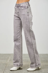 Saige High Rise Slim Wide Straight Jeans, Grey Wash-SAIGE DENIM-Reef Love