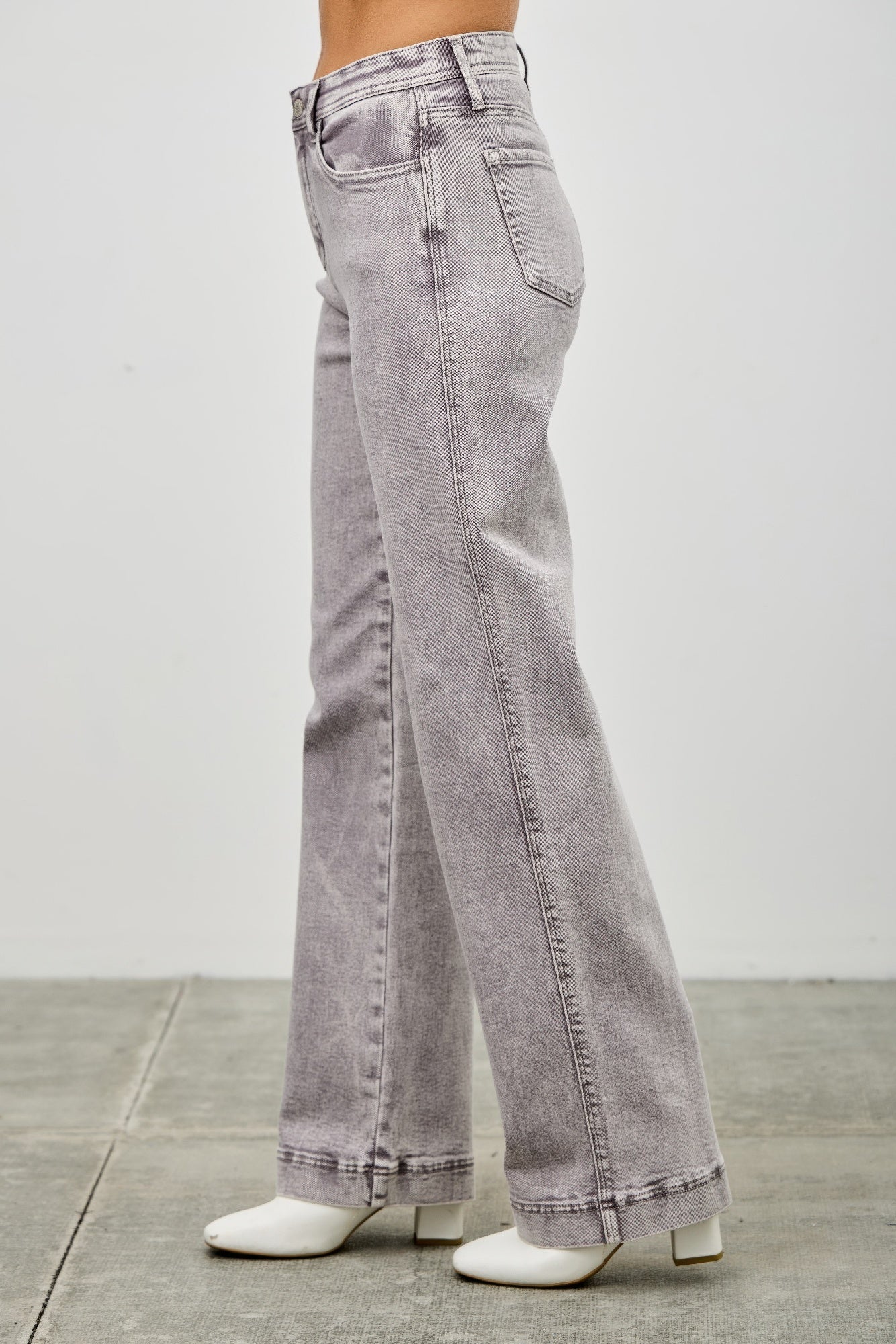 Saige High Rise Slim Wide Straight Jeans, Grey Wash-SAIGE DENIM-Reef Love
