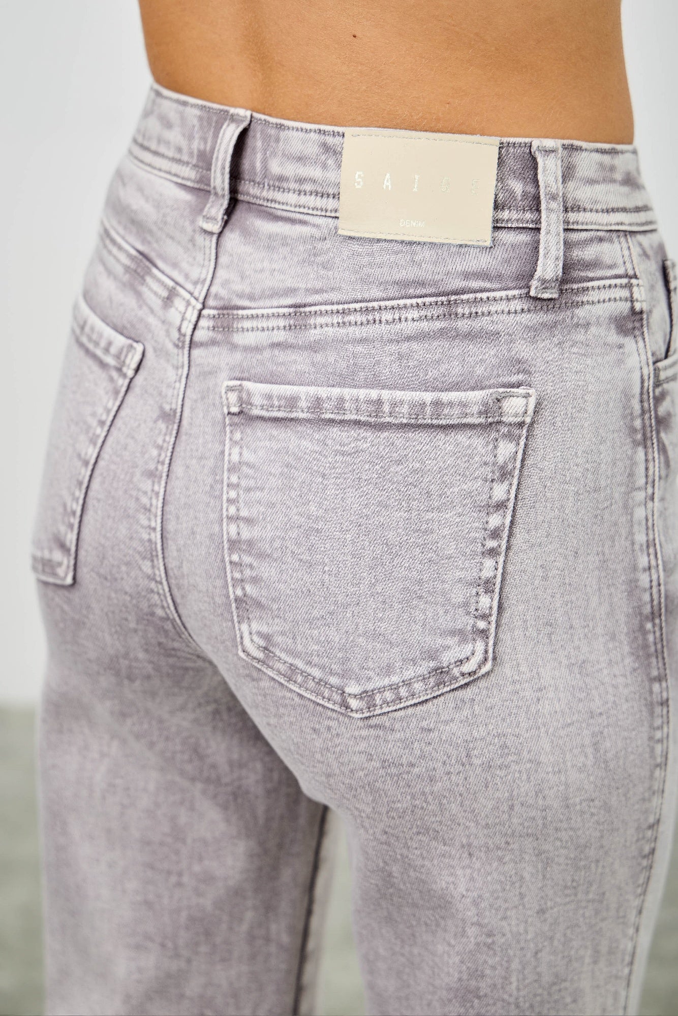 Saige High Rise Slim Wide Straight Jeans, Grey Wash-SAIGE DENIM-Reef Love