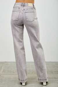 Saige High Rise Slim Wide Straight Jeans, Grey Wash-SAIGE DENIM-Reef Love