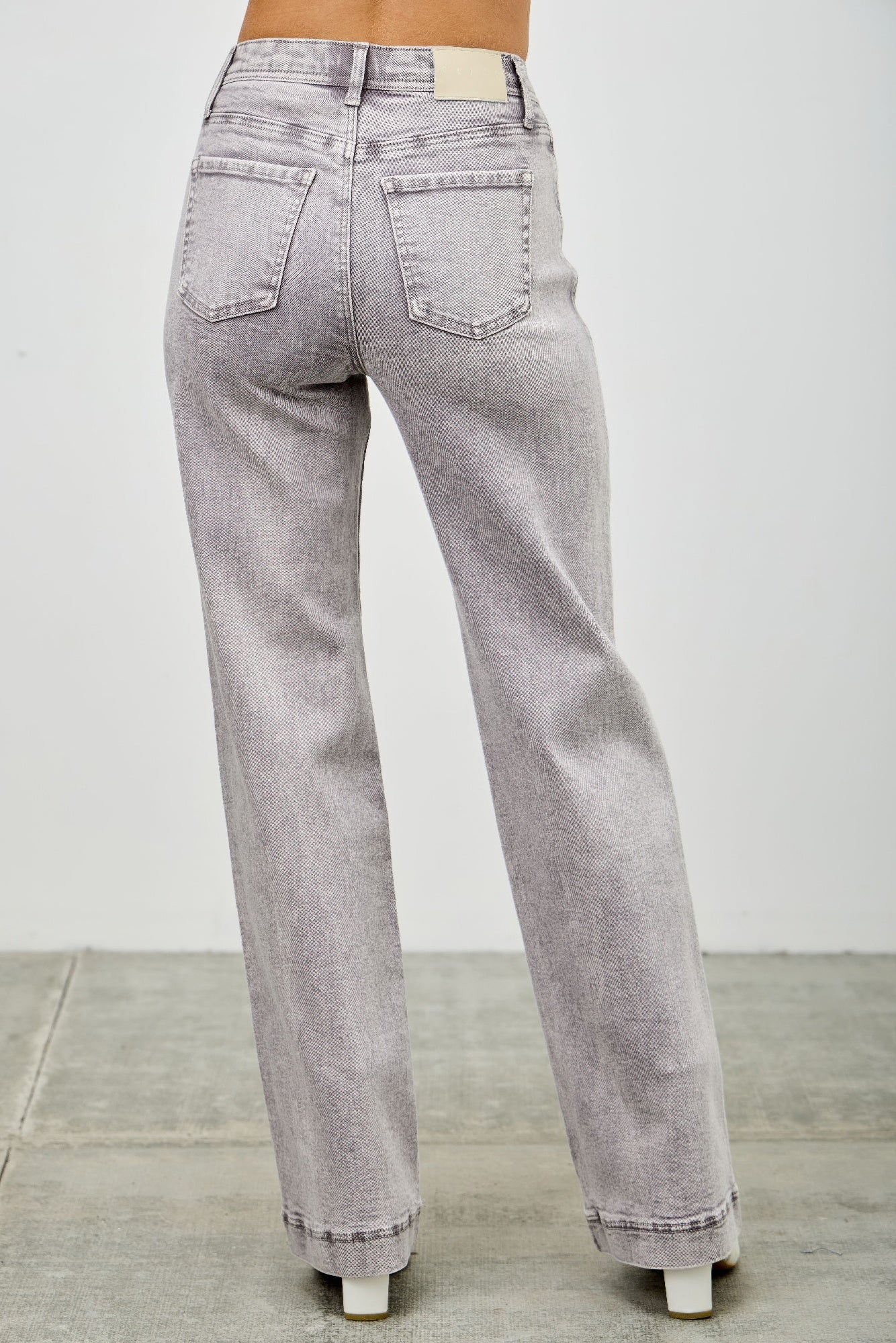 Saige High Rise Slim Wide Straight Jeans, Grey Wash-SAIGE DENIM-Reef Love