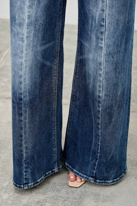 Saige Mid Rise Wide Leg Front Seam Jeans, Dark Wash-SAIGE DENIM-Reef Love