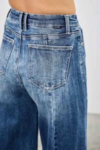 Saige Mid Rise Wide Leg Front Seam Jeans, Dark Wash-SAIGE DENIM-Reef Love