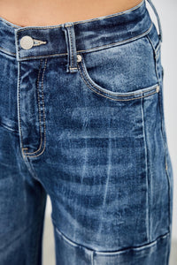 Saige Mid Rise Wide Leg Front Seam Jeans, Dark Wash-SAIGE DENIM-Reef Love