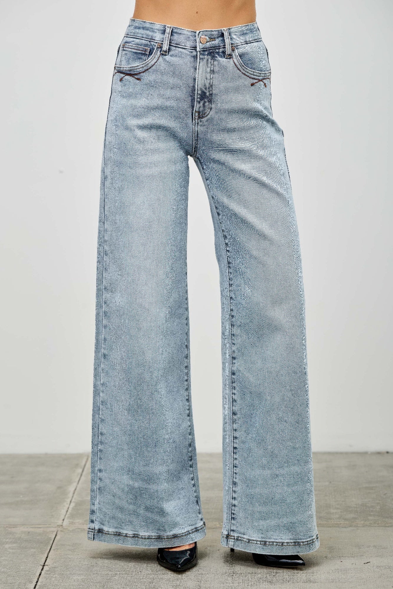 Saige High Rise Wide Leg Jeans, Light Wash-SAIGE DENIM-Reef Love