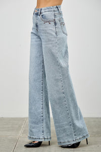 Saige High Rise Wide Leg Jeans, Light Wash-SAIGE DENIM-Reef Love