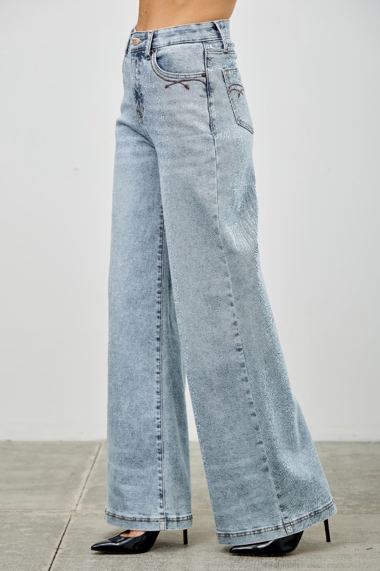 Saige High Rise Wide Leg Jeans, Light Wash-SAIGE DENIM-Reef Love