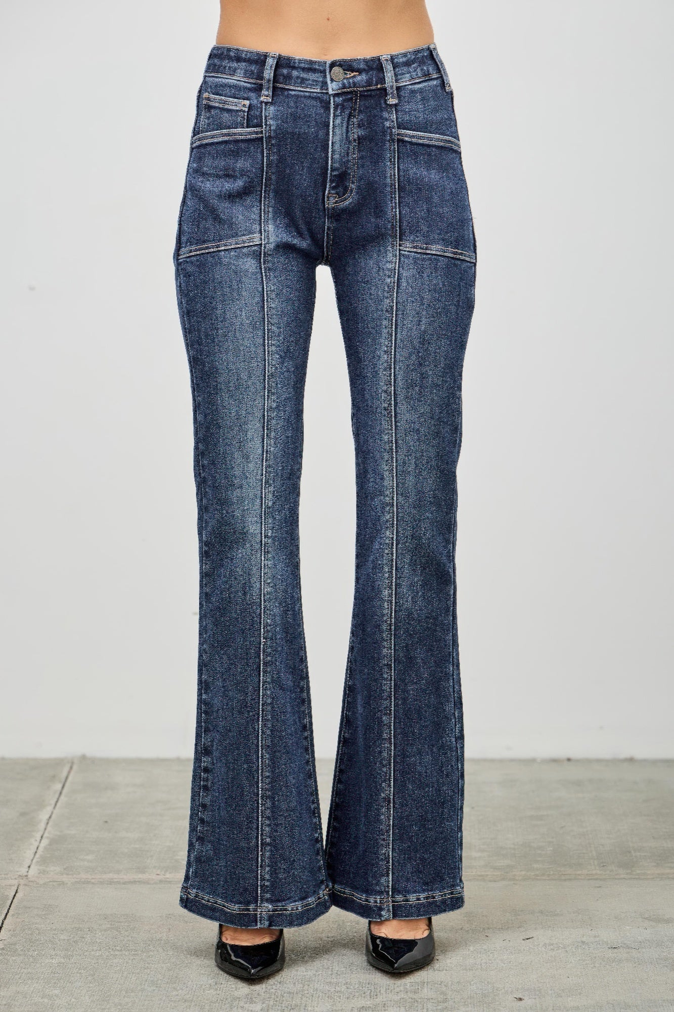 Saige High Rise Boot Cut Flare With Seam Detail Jeans-SAIGE DENIM-Reef Love