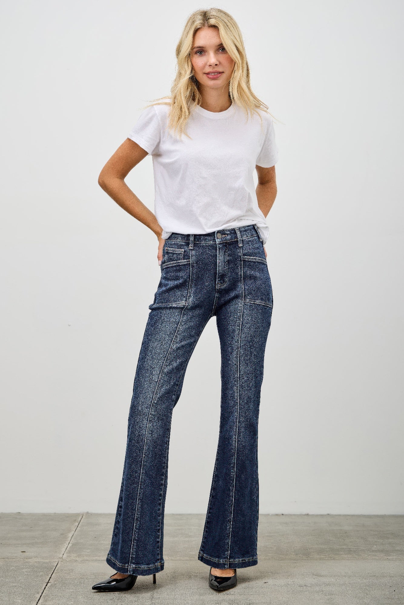 Saige High Rise Boot Cut Flare With Seam Detail Jeans-SAIGE DENIM-Reef Love
