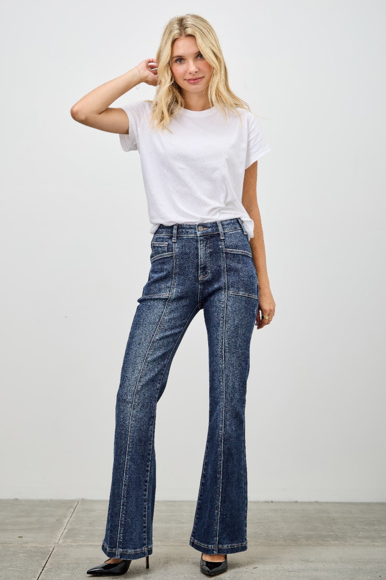 Saige High Rise Boot Cut Flare With Seam Detail Jeans-SAIGE DENIM-Reef Love