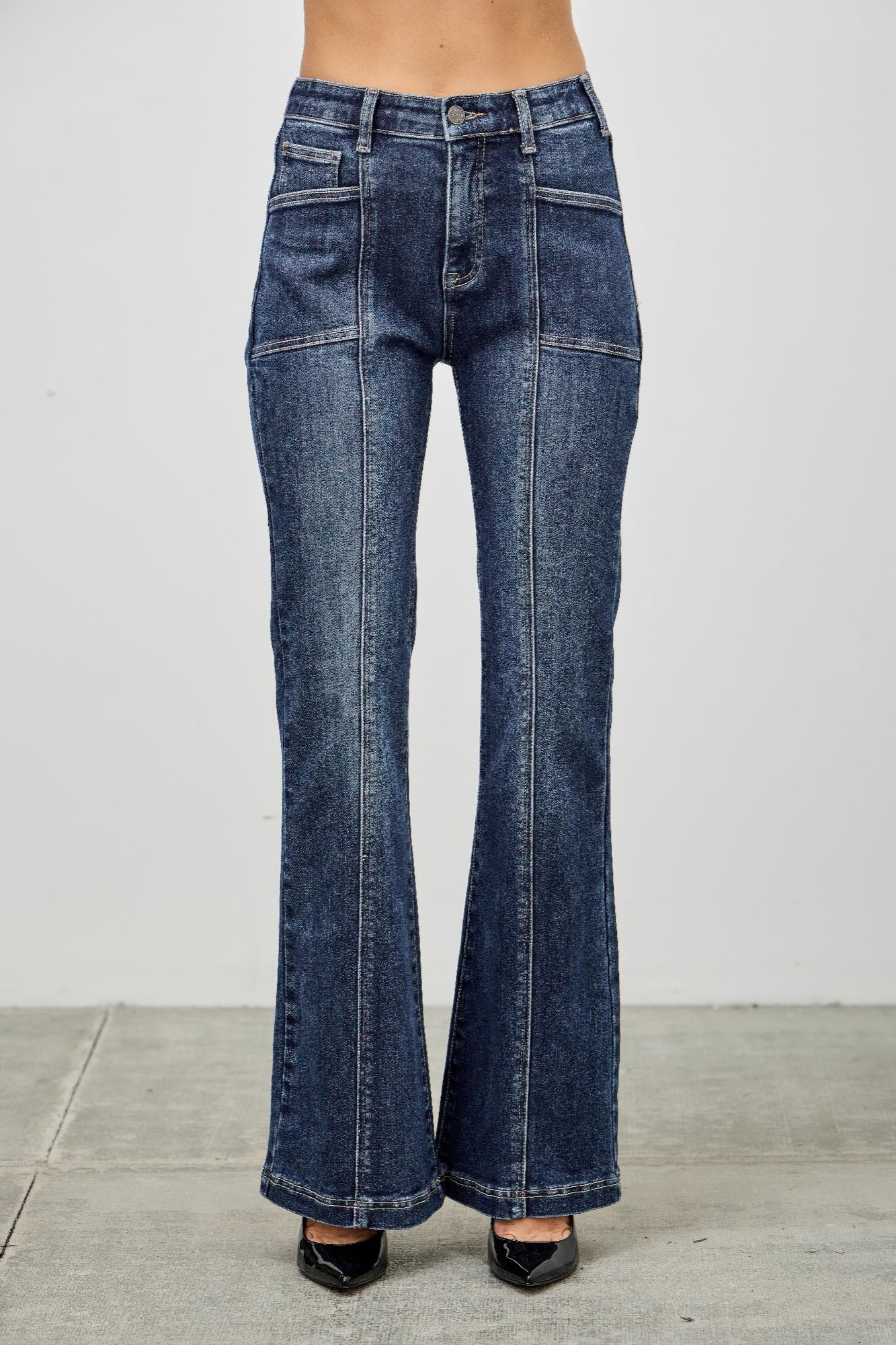 Saige High Rise Boot Cut Flare With Seam Detail Jeans-SAIGE DENIM-Reef Love