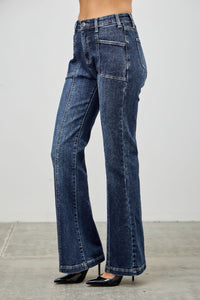 Saige High Rise Boot Cut Flare With Seam Detail Jeans-SAIGE DENIM-Reef Love