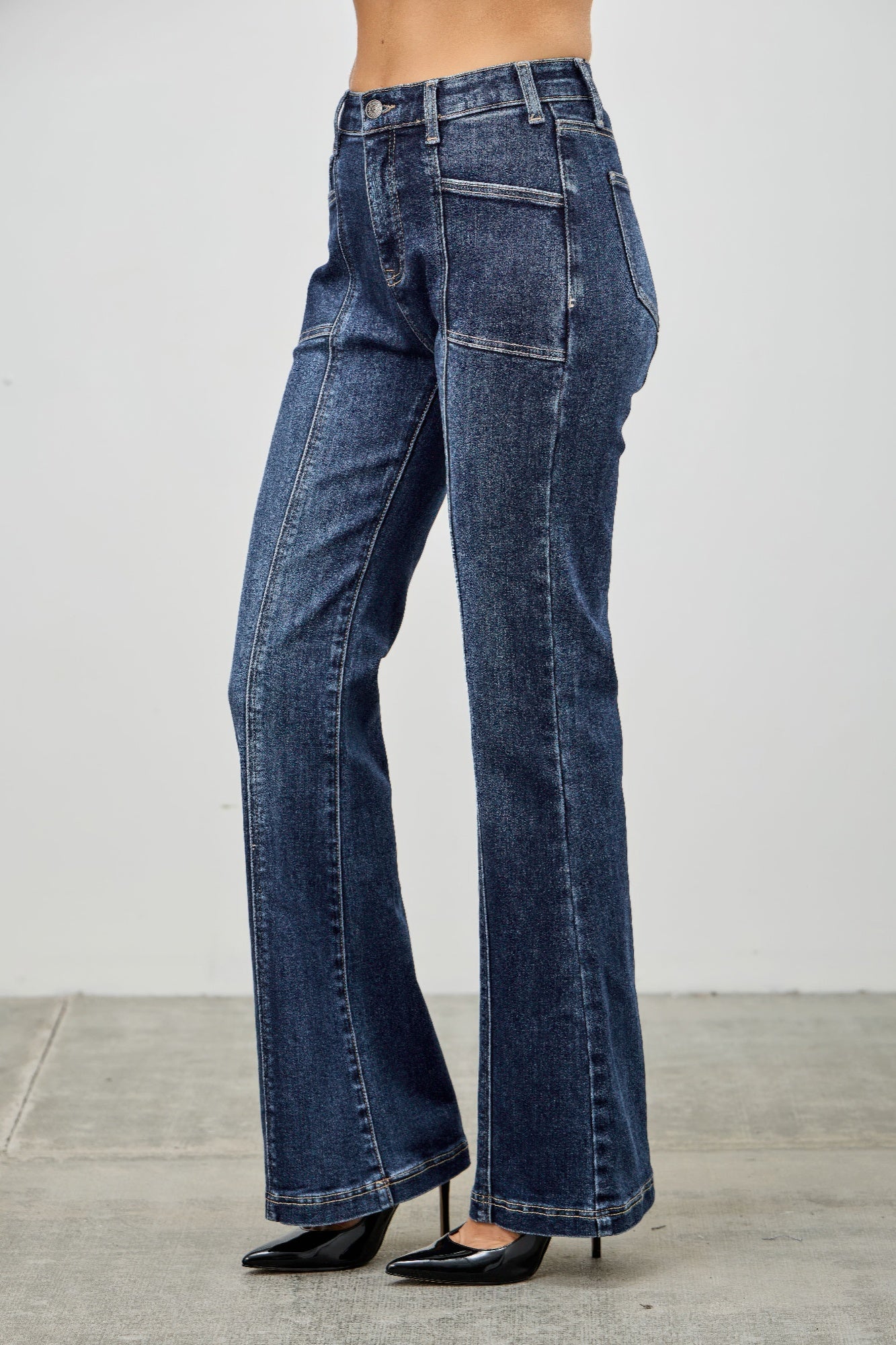 Saige High Rise Boot Cut Flare With Seam Detail Jeans-SAIGE DENIM-Reef Love