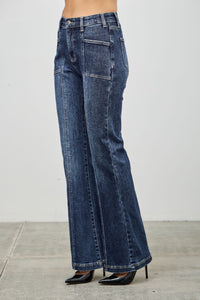Saige High Rise Boot Cut Flare With Seam Detail Jeans-SAIGE DENIM-Reef Love