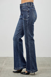 Saige High Rise Boot Cut Flare With Seam Detail Jeans-SAIGE DENIM-Reef Love