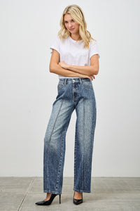 Saige Mid Rise Baggy Straight With Pintuck Jeans-SAIGE DENIM-Reef Love