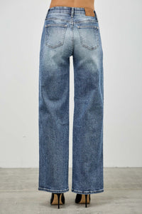 Saige Mid Rise Baggy Straight With Pintuck Jeans-SAIGE DENIM-Reef Love