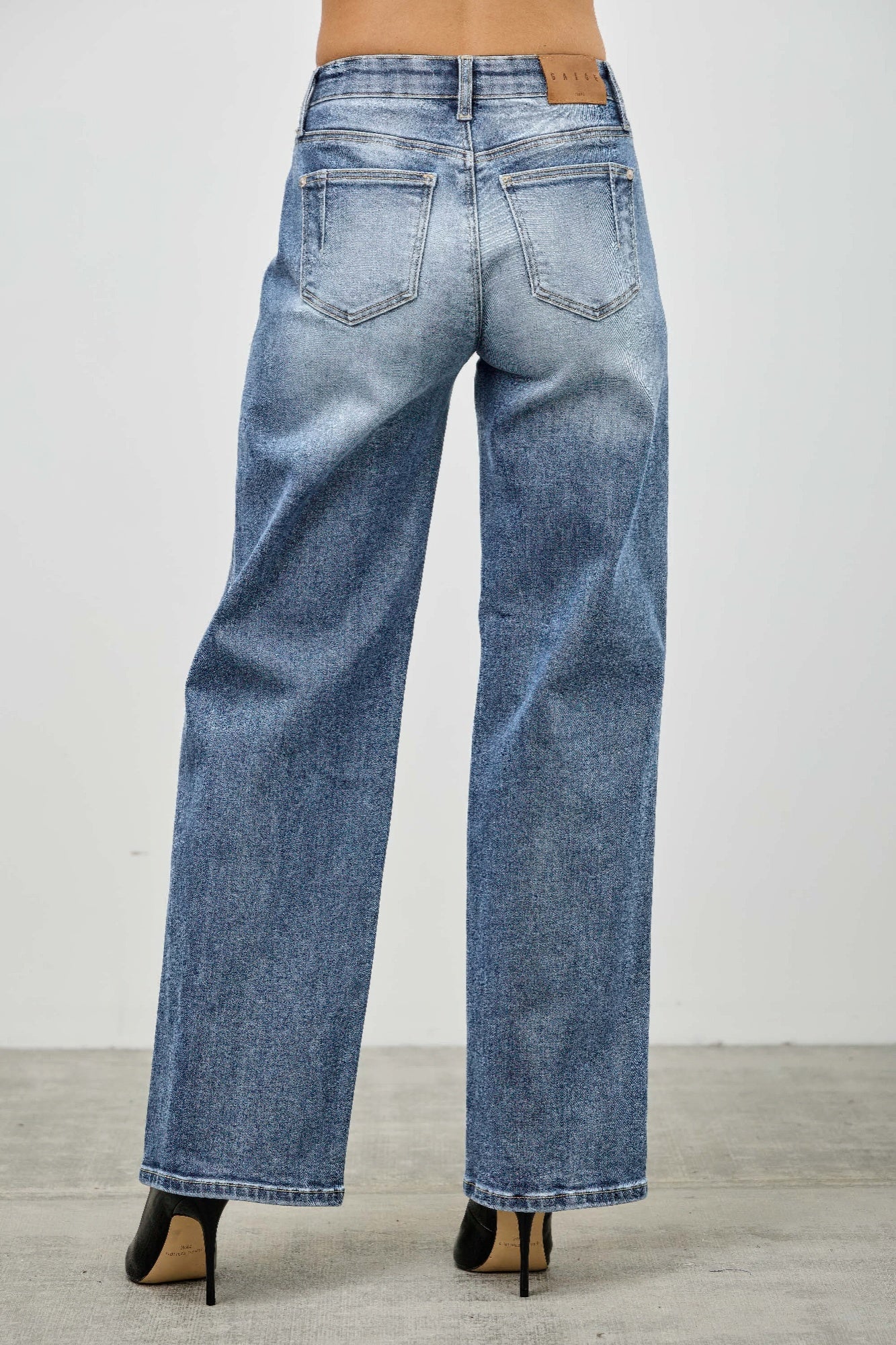 Saige Mid Rise Baggy Straight With Pintuck Jeans-SAIGE DENIM-Reef Love