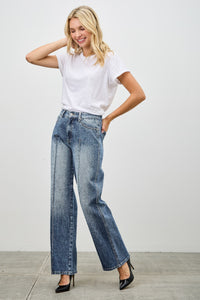 Saige Mid Rise Baggy Straight With Pintuck Jeans-SAIGE DENIM-Reef Love