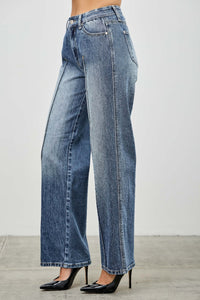 Saige Mid Rise Baggy Straight With Pintuck Jeans-SAIGE DENIM-Reef Love