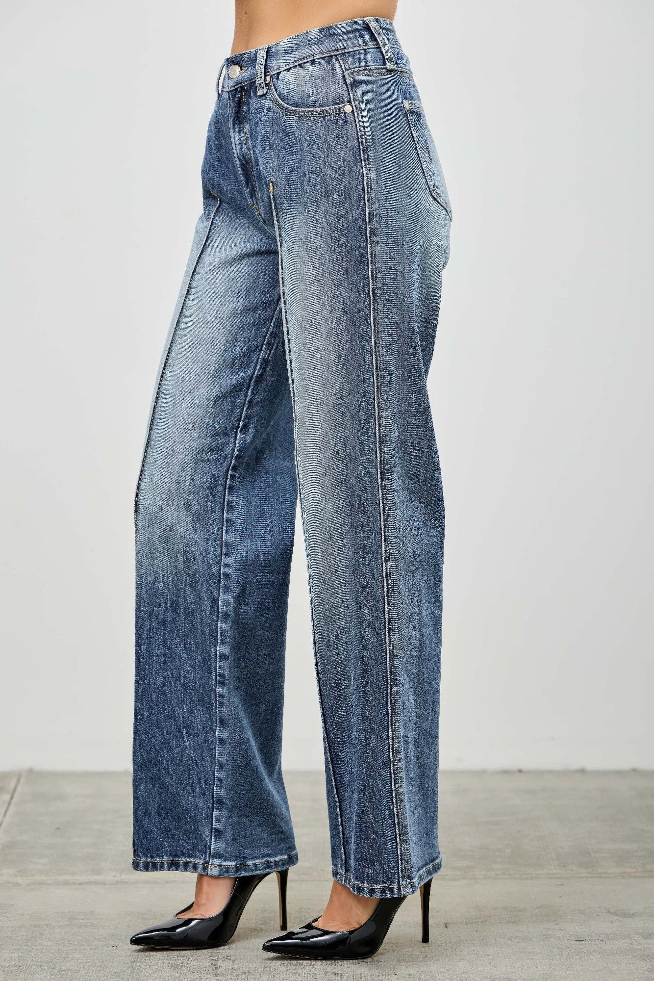 Saige Mid Rise Baggy Straight With Pintuck Jeans-SAIGE DENIM-Reef Love