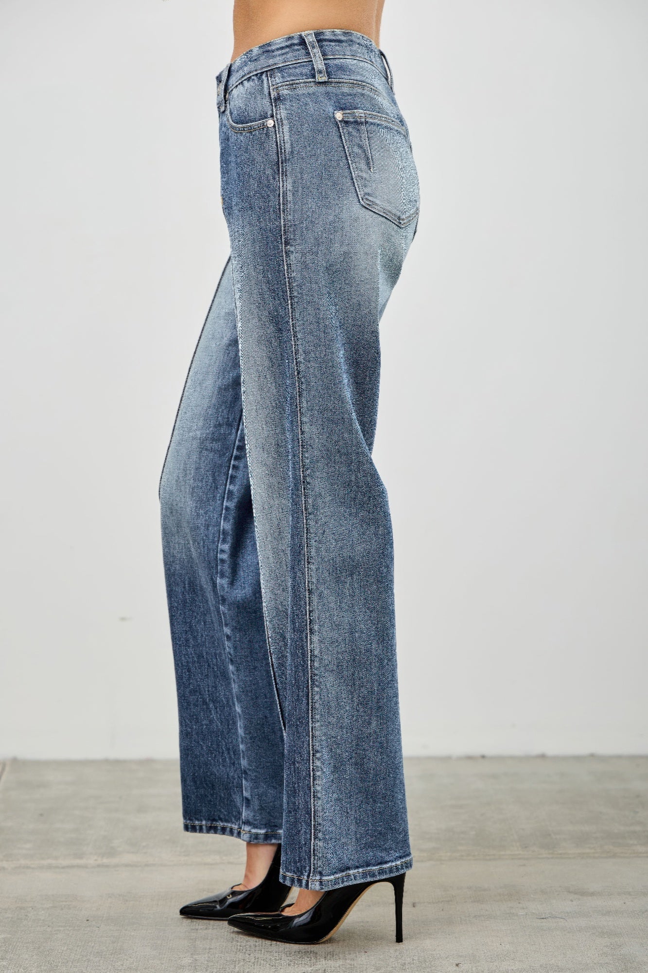 Saige Mid Rise Baggy Straight With Pintuck Jeans-SAIGE DENIM-Reef Love