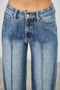 Saige Mid Rise Baggy Straight With Pintuck Jeans-SAIGE DENIM-Reef Love