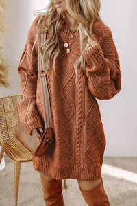 Cable Knit Drop Shoulder Sweater Dress