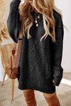 Cable Knit Drop Shoulder Sweater Dress