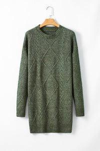 Cable Knit Drop Shoulder Sweater Dress
