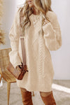 Cable Knit Drop Shoulder Sweater Dress