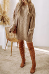 Cable Knit Drop Shoulder Sweater Dress