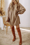 Cable Knit Drop Shoulder Sweater Dress