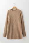 Cable Knit Drop Shoulder Sweater Dress